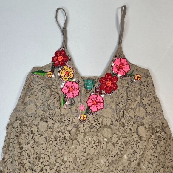 Antica Sartoria by Giacomo Cinque Mini Lace Floral Sequin Dress Boho Fairy XS/S - Picture 13 of 15